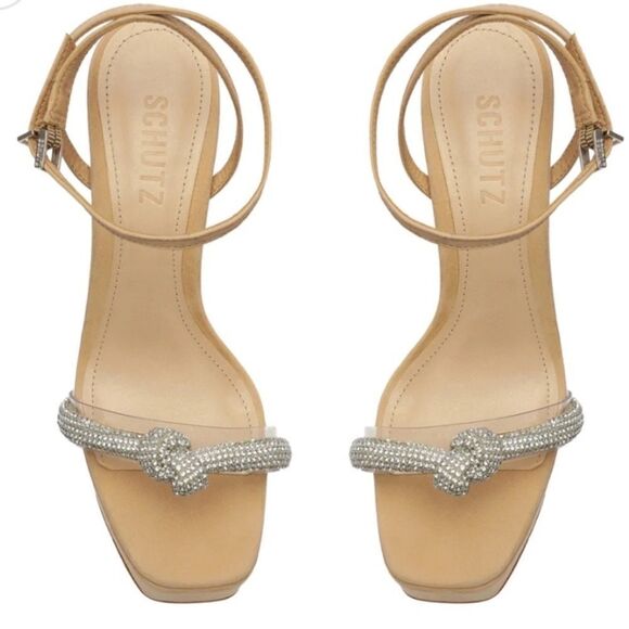 SCHUTZ Peaky Platform Nubuck & Vinyl Sandal/ size 9B - Picture 3 of 9